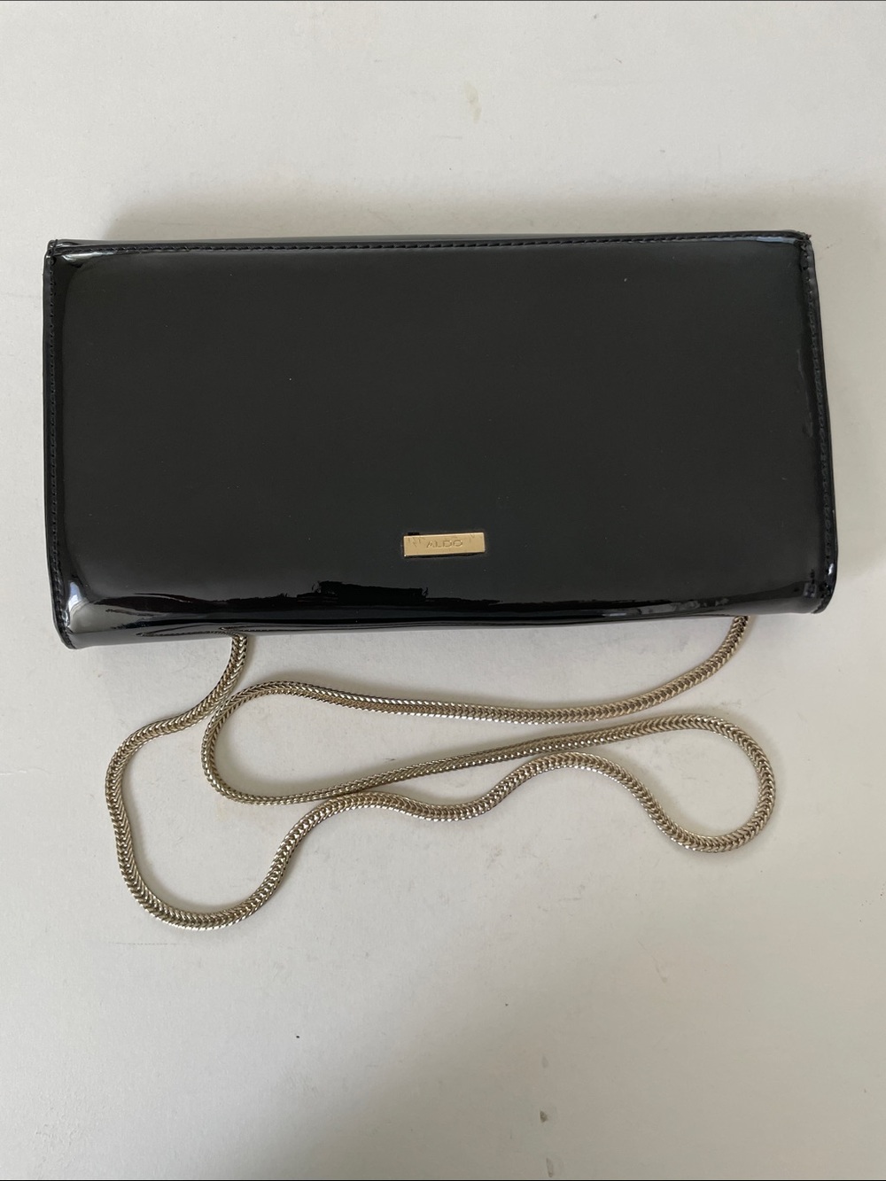 Aldo Black Patent Crossbody Clutch